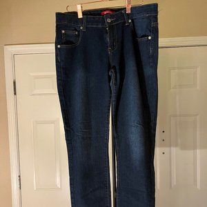 Medium blue wash cropped skinny jeans, stretchy soft denim